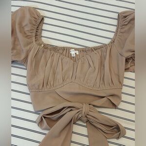 Worn once pink tie up top